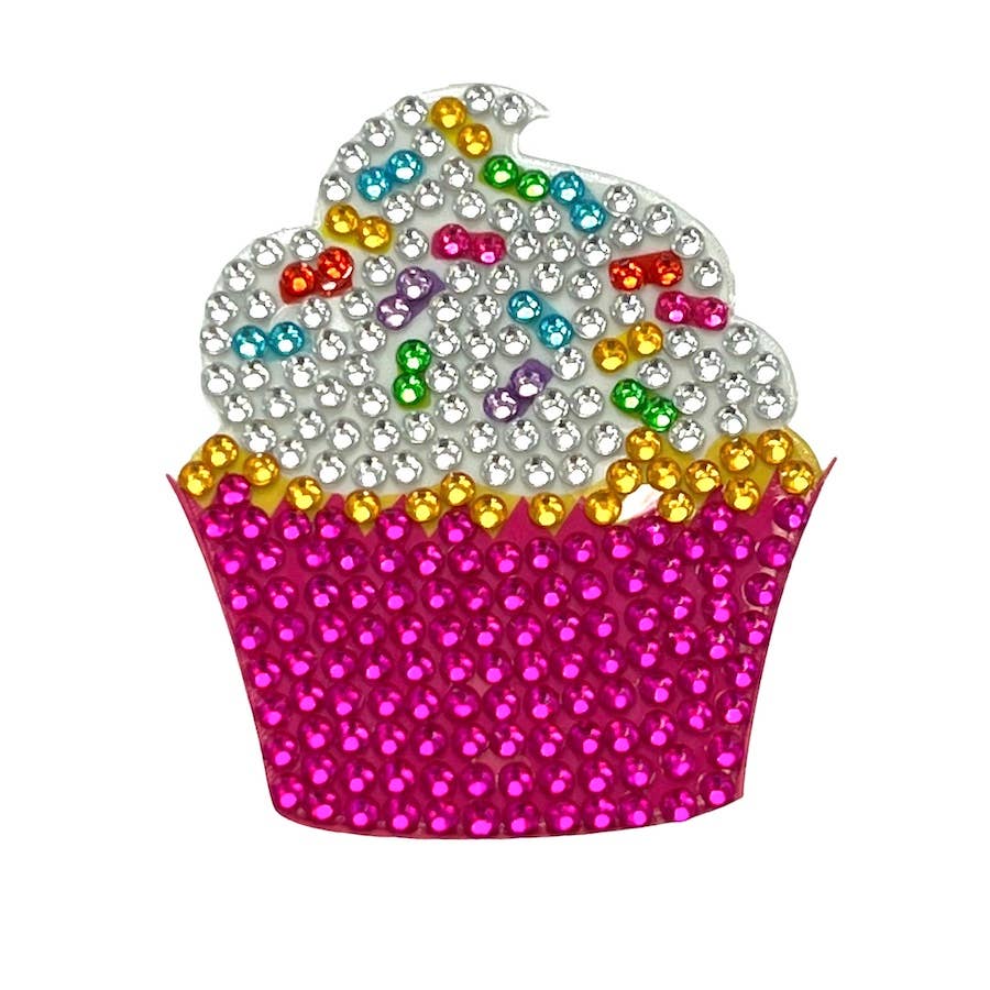 Vanilla Cupcake Rhinestone Sticker 2" Cut to Shape