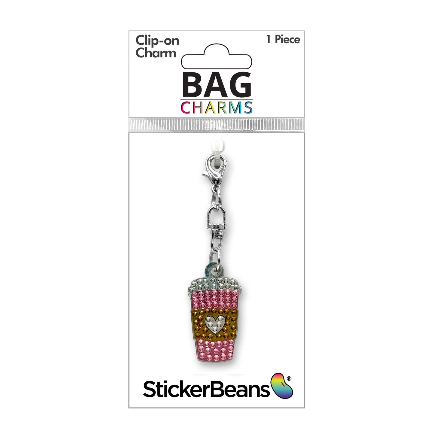 Pink Latte Rhinestone Bag Charm