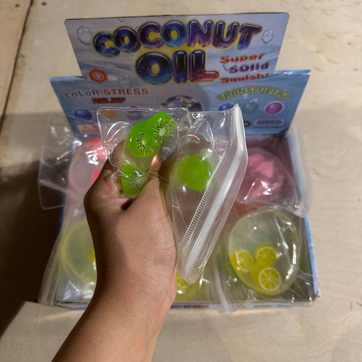 Coconut Oil Vaseline Mixed Fruit Round Ball Toy 12/pk | A216