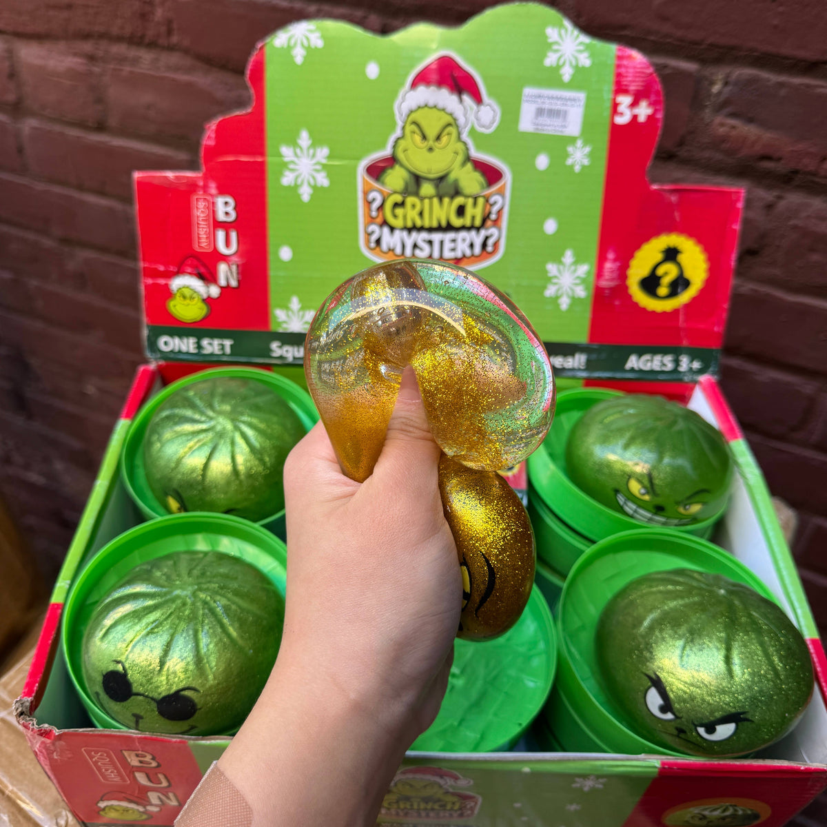 WRAPPED Light Up Gel Grinch Dumpling Squishy 12/pk | BR303