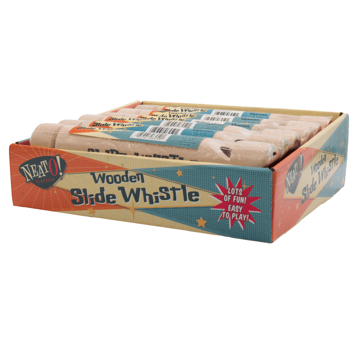 Neato! Wooden Slide Whistle, 6.5" Sealed Musical Toy, Retro