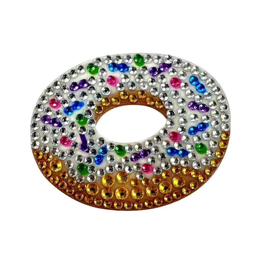 Vanilla Sprinkle Donut Rhinestone Sticker 2" Cut to Shape