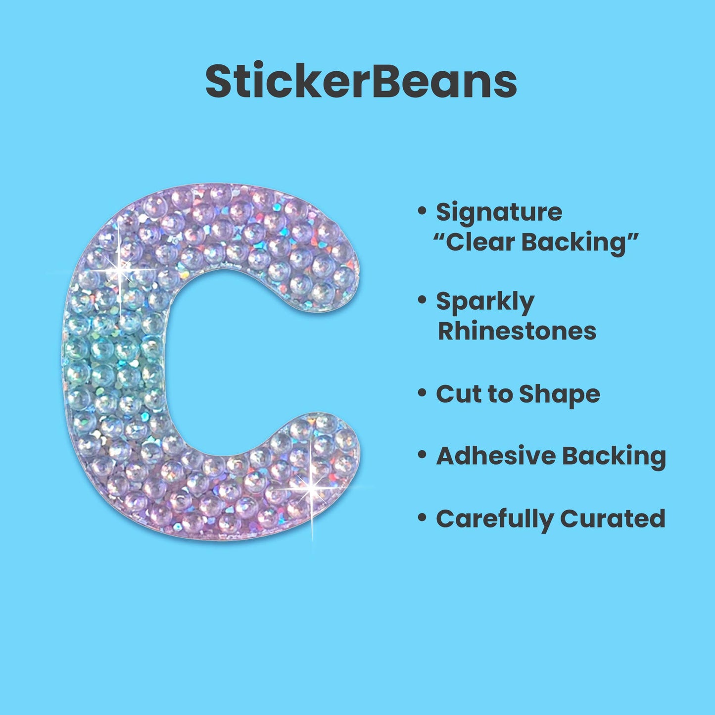 Letter C 2" Rhinestone Sticker