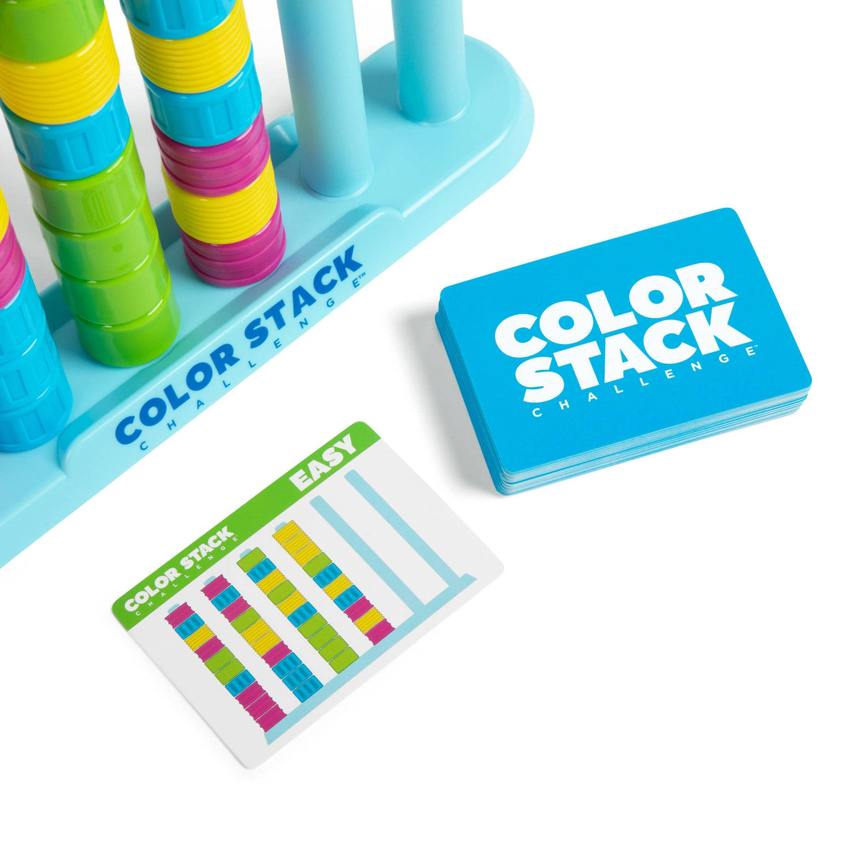 Color Stack Challenge by Relatable – Fast-Paced Color Puzzle Game for Kids, Teens, and Families – Fun 2 Player Game with Stack Racks, Rings & Challenge Cards