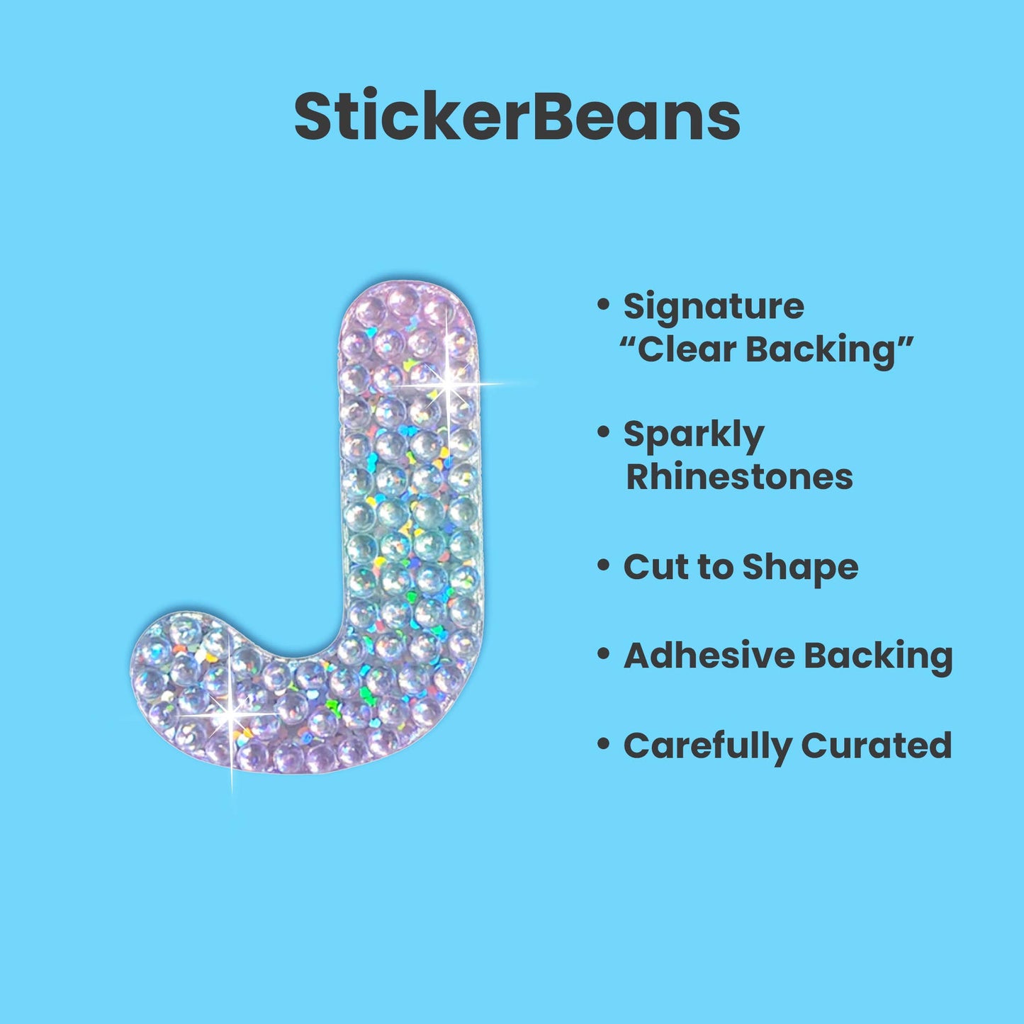 Letter J 2" Rhinestone Sticker