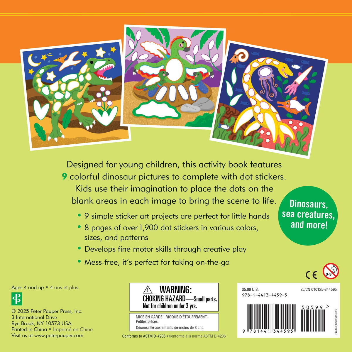Color-By-Dots Sticker Book - Dinosaurs