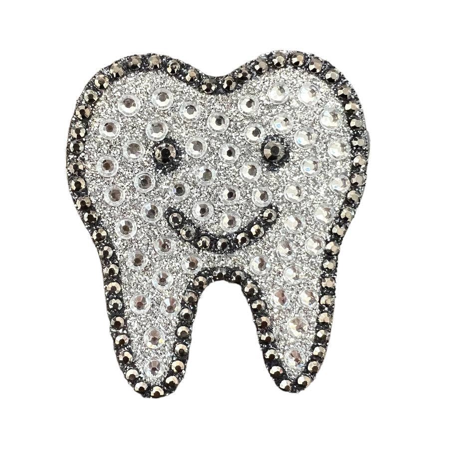 Tooth Rhinestone Sticker 2" Cut to Shape