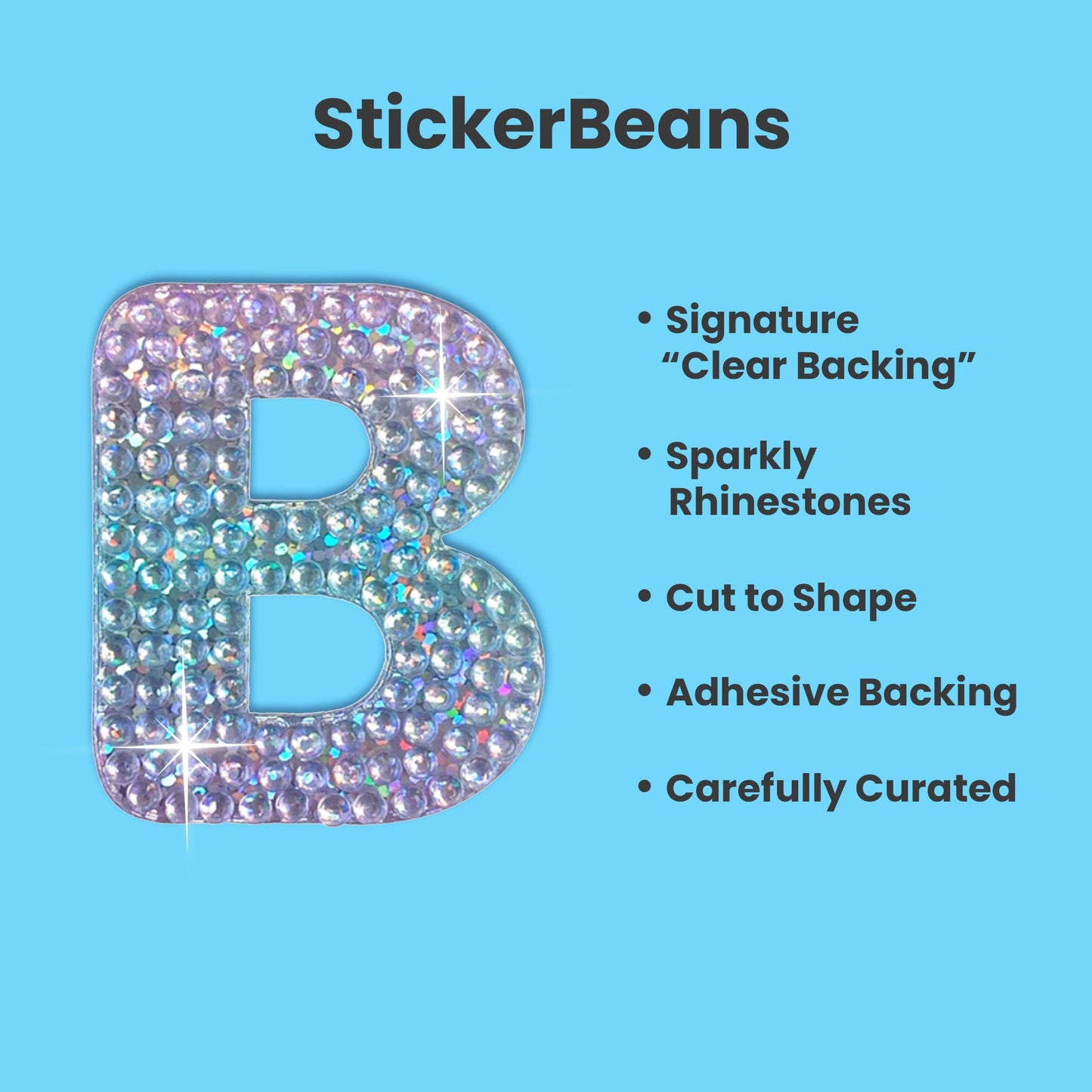 Letter B 2" Rhinestone Sticker