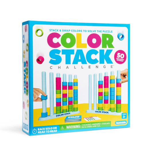 Color Stack Challenge by Relatable – Fast-Paced Color Puzzle Game for Kids, Teens, and Families – Fun 2 Player Game with Stack Racks, Rings & Challenge Cards