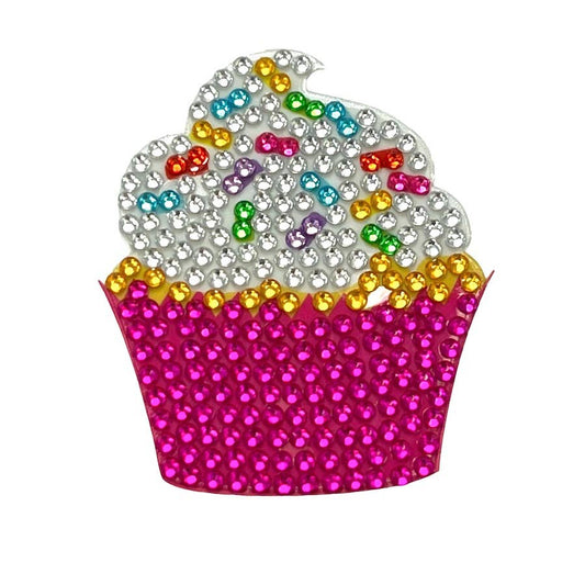 Vanilla Cupcake Rhinestone Sticker 2" Cut to Shape