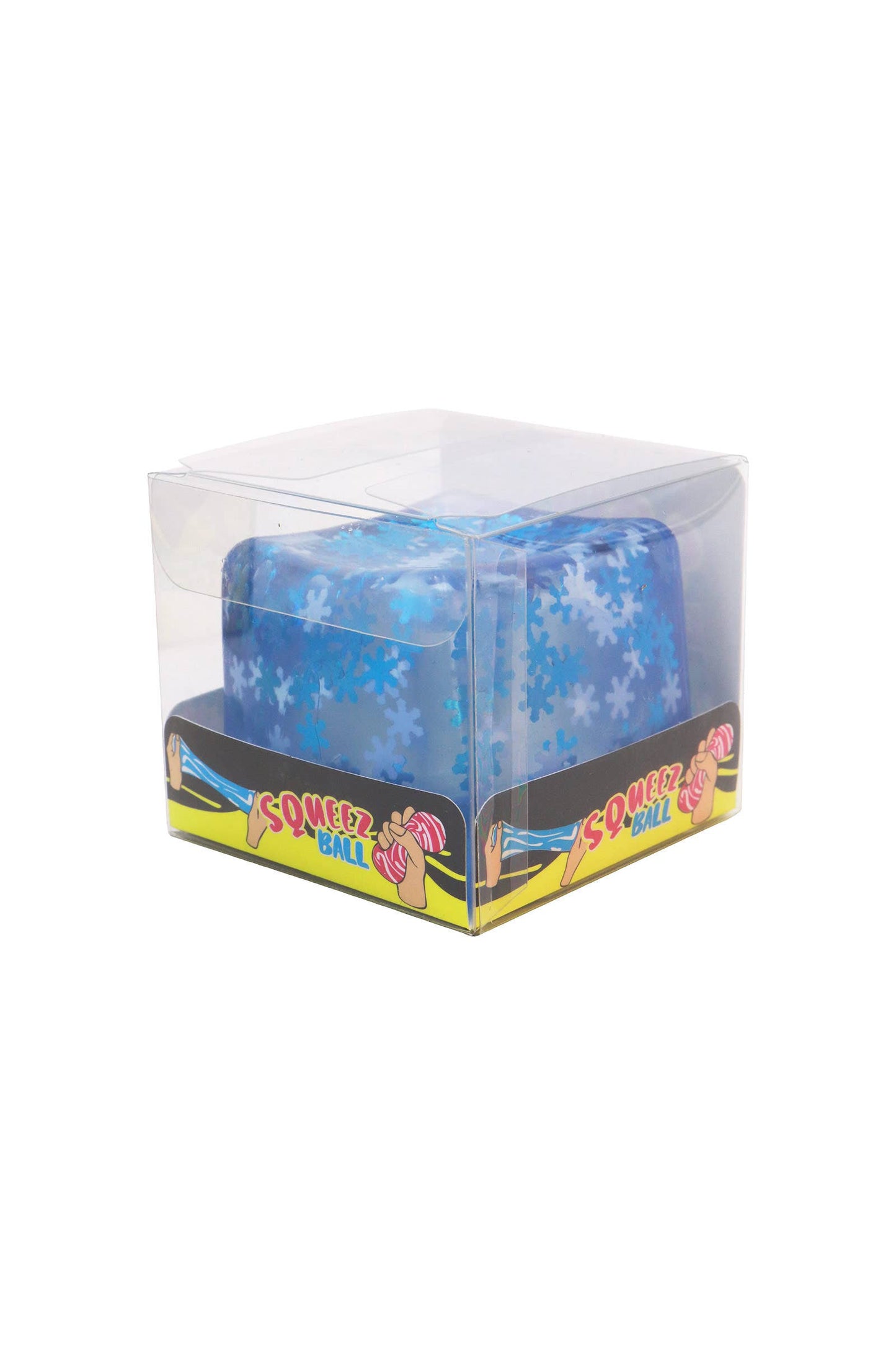 Blue Snowflake Glitter Cube Putty Filled Squishy - 12 Pcs