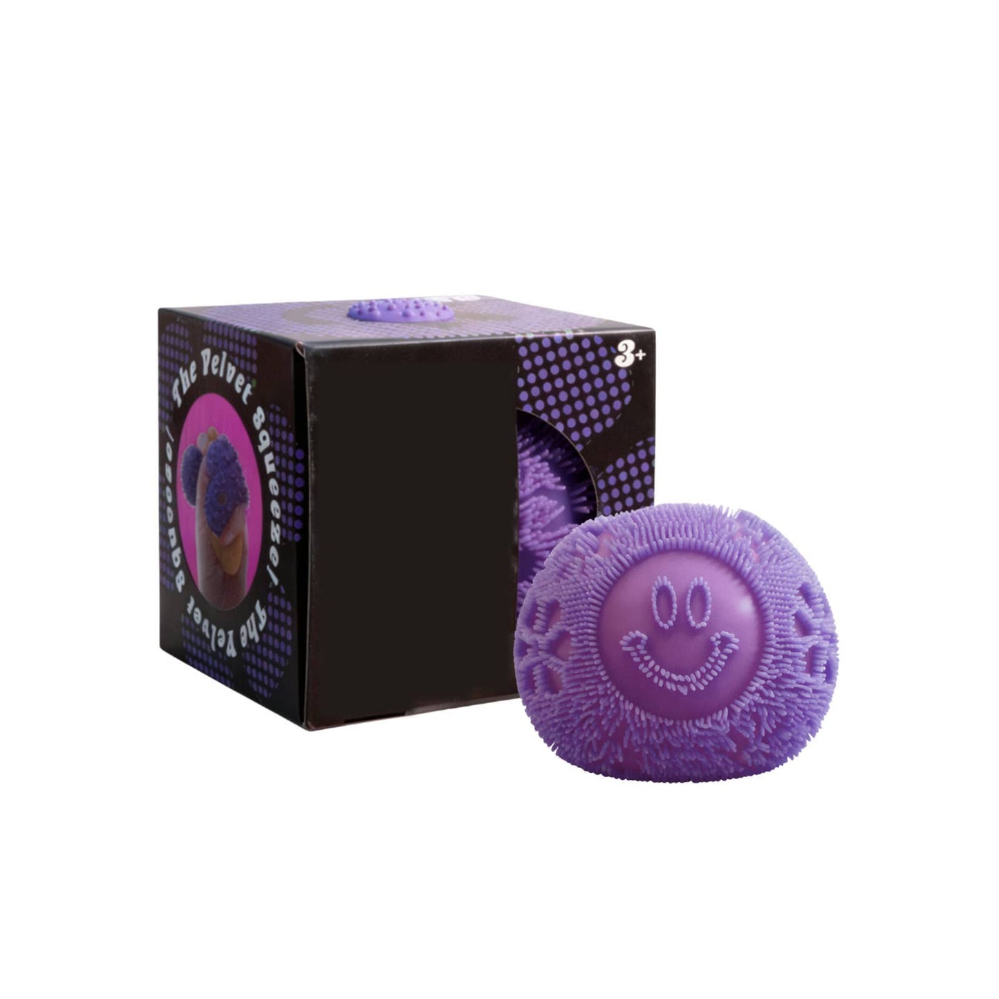 Smiley fuzz ball flower power stress ball squishy toy