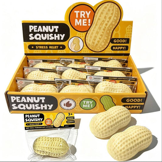 Crunchy Brick Small Size Peanut  Yellow Stress Relief Ball Squishy Sensory Fidget Toy Food Shape Kawaii Squeeze Toy Happy Fun Park