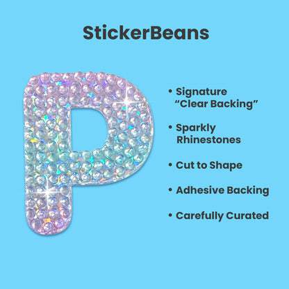 Letter P 2" Rhinestone Sticker