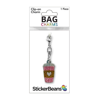 Pink Latte Rhinestone Bag Charm