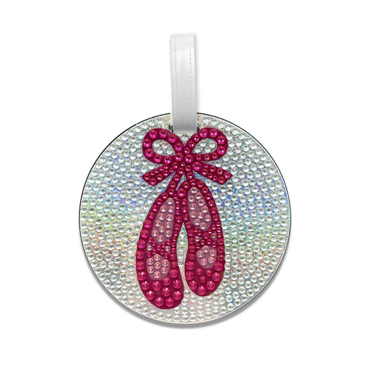 Ballet Slippers Rhinestone Bag Tag 3.5" Dual-Sided
