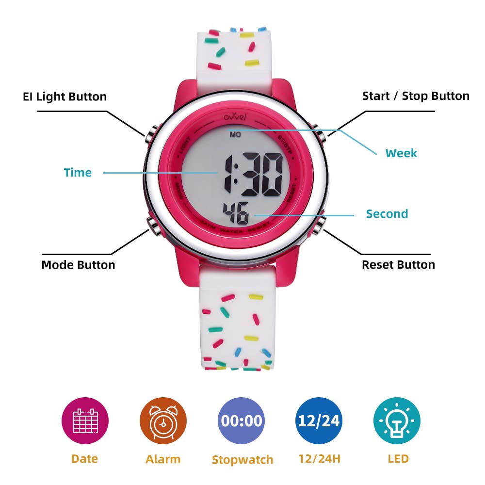 Girls Digital Sports Watch - many features - Sprinkles