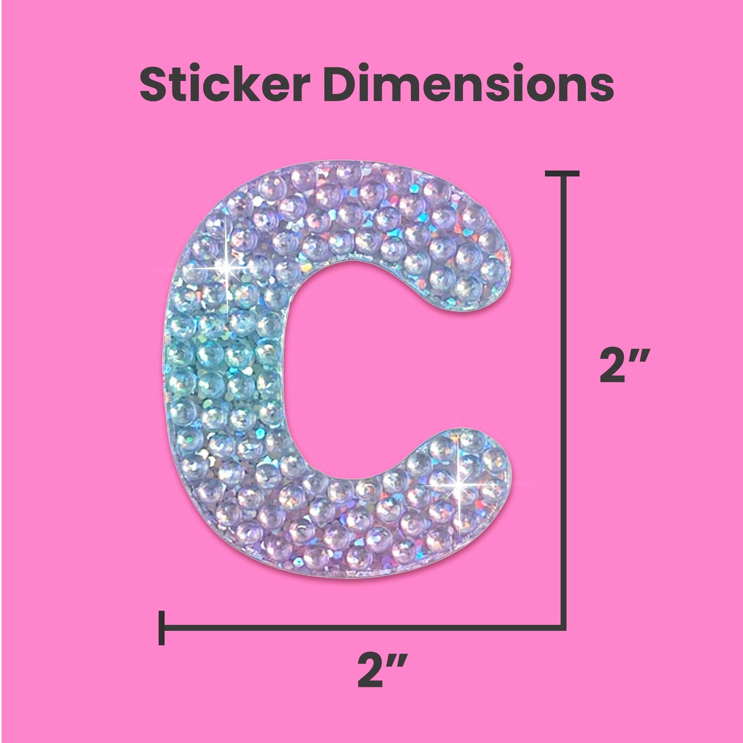 Letter C 2" Rhinestone Sticker