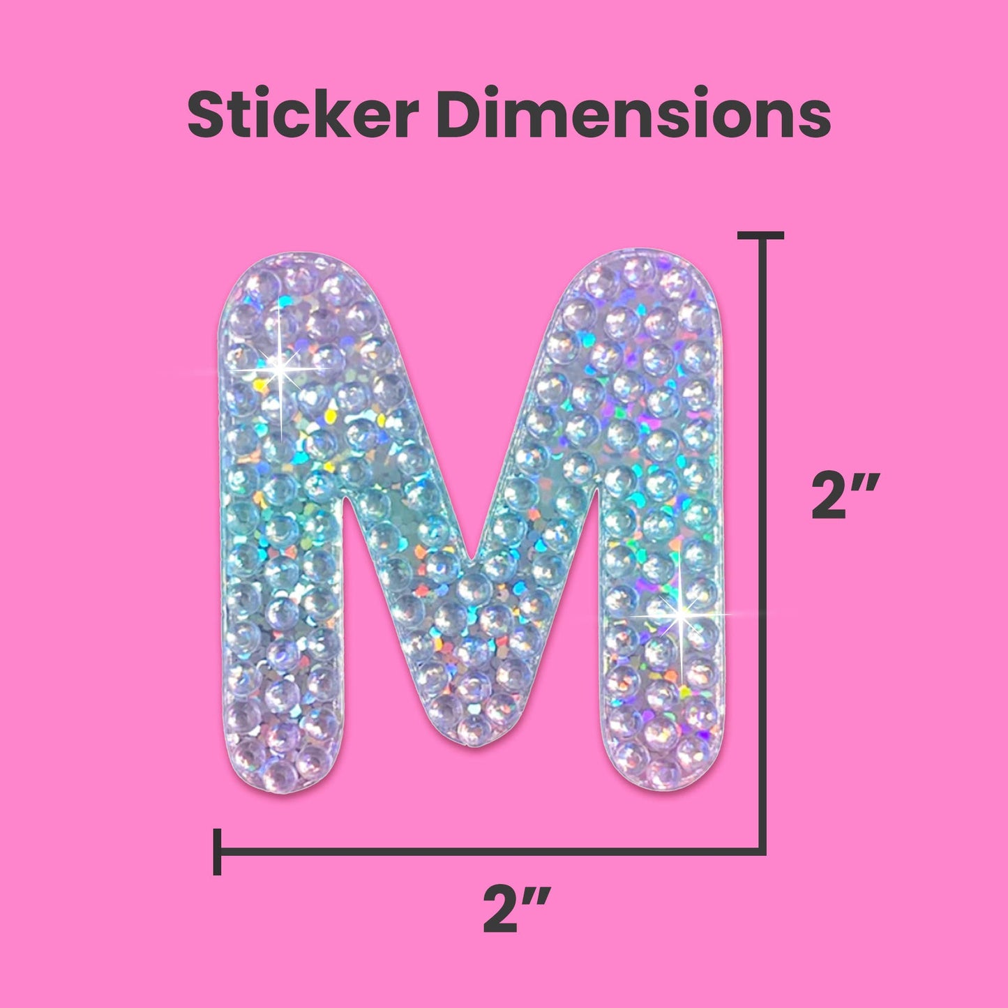 Letter M 2" Rhinestone Sticker