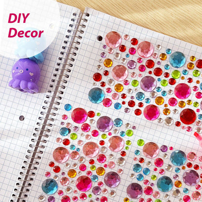 Wrapables 327pcs Acrylic Self Adhesive Crystal Rhinestone Gem Stickers, DIY, Arts & Crafts Supplies (3 sheets), Dots