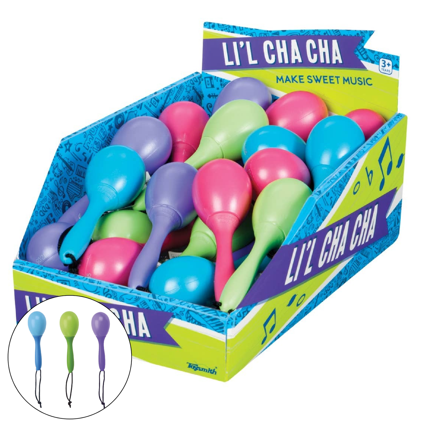 Li'l Cha Cha Maracas with Lanyard, Asst Colors Party Favors