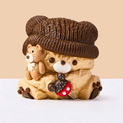 SqueezeSquad Taba Deluxe Premium Silicone Squishy Fidget Toy - Brown Hatted Bear