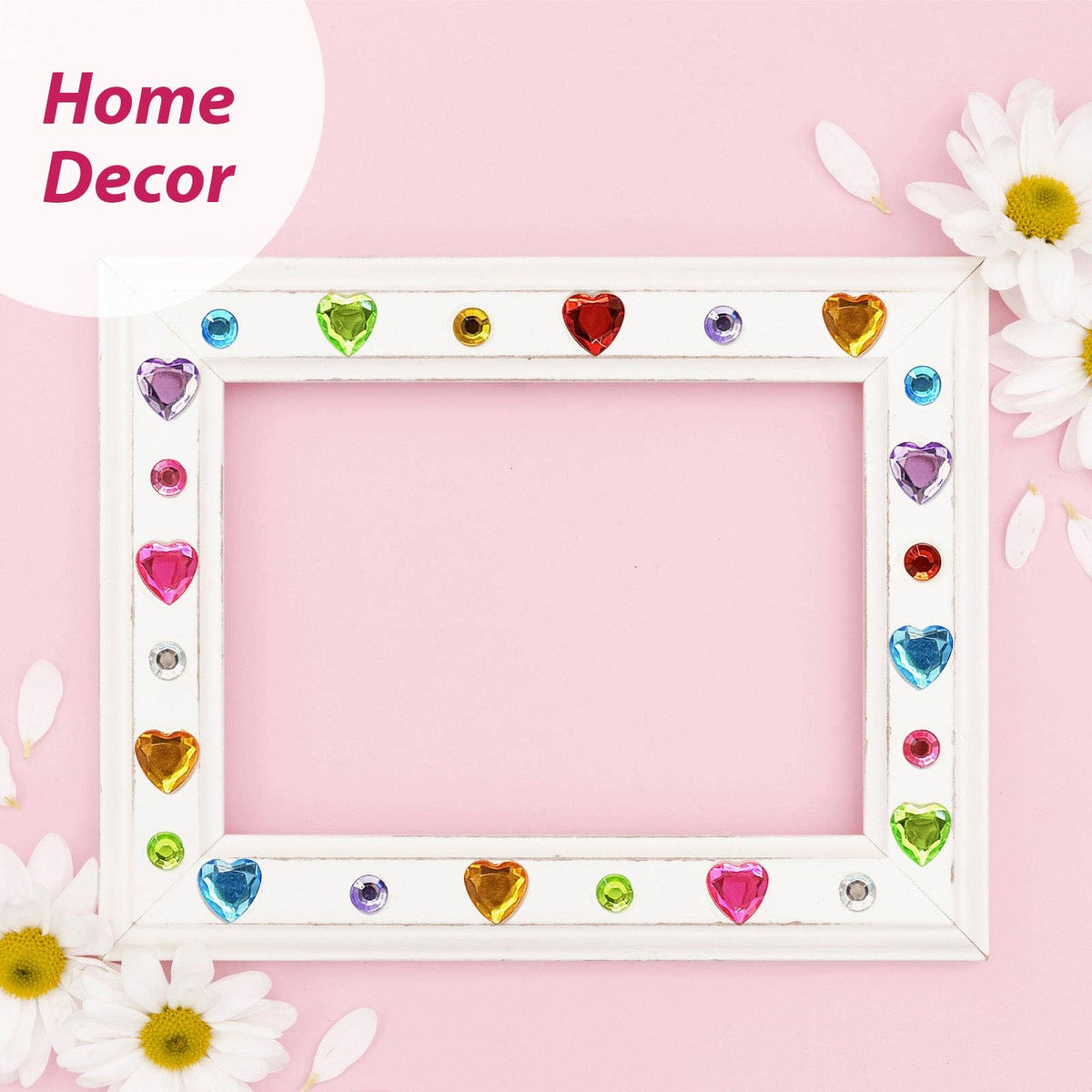 Wrapables 327pcs Acrylic Self Adhesive Crystal Rhinestone Gem Stickers, DIY, Arts & Crafts Supplies (3 sheets), Hearts