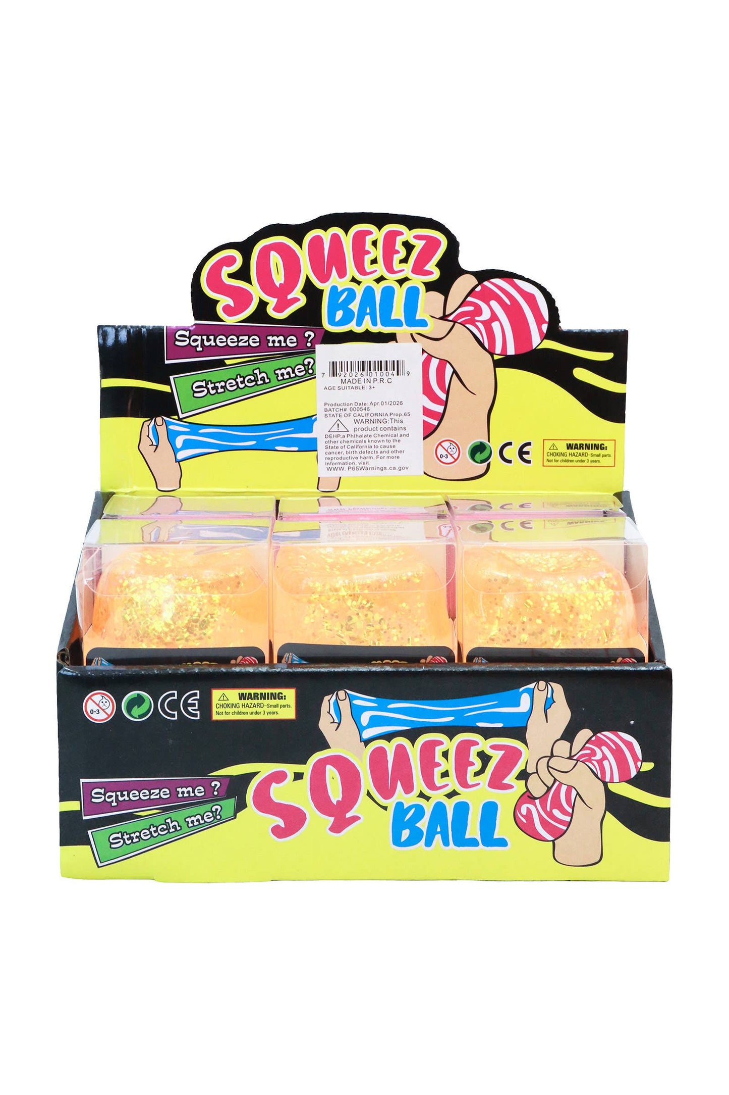 Shimmery Glitter Cube Putty Filled Squishy - 12 Pcs