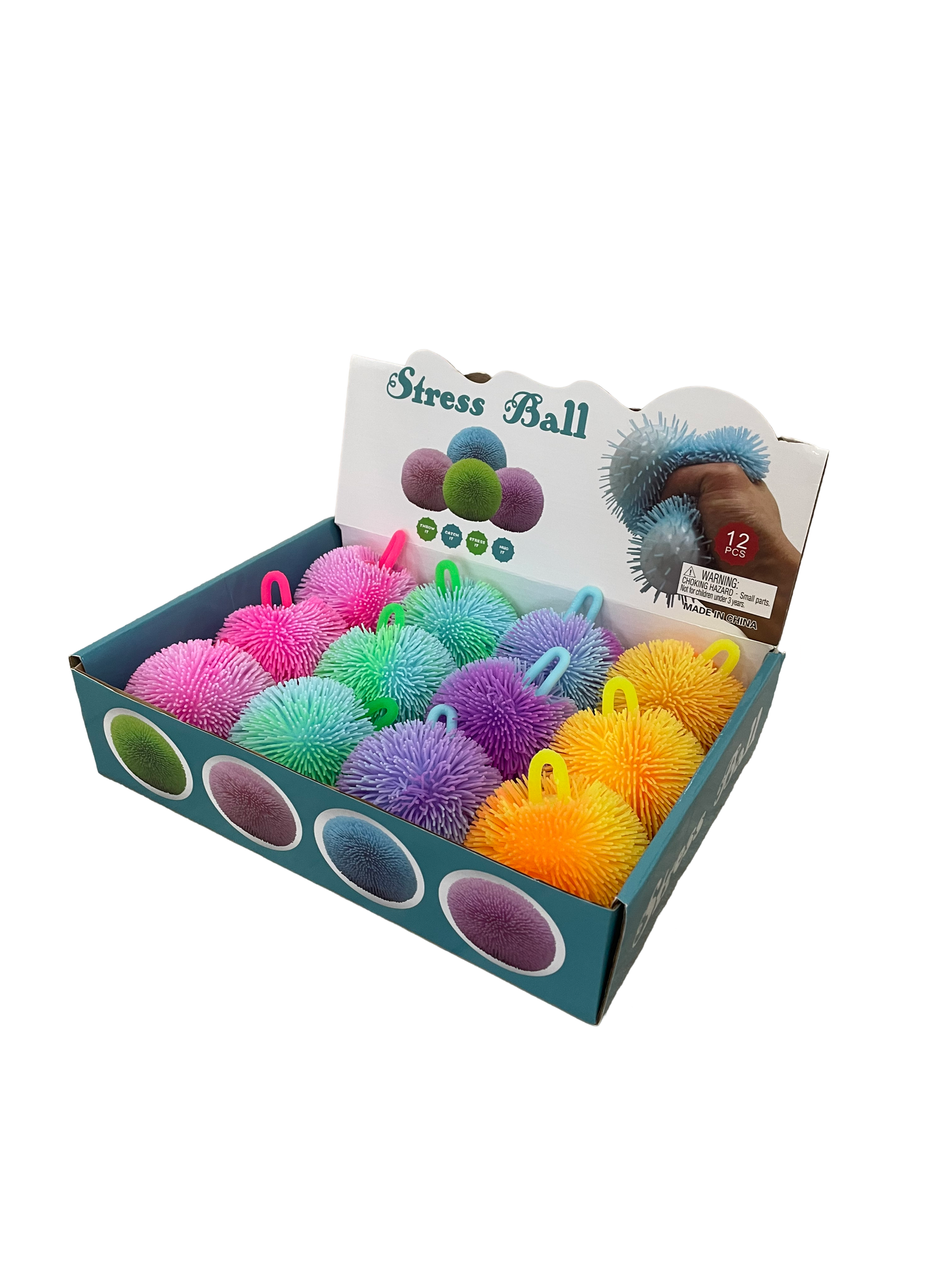 Silicone Spiky Stress Ball – Squishy Gel-Filled w/ Counter Display (12pc) MSSSB
