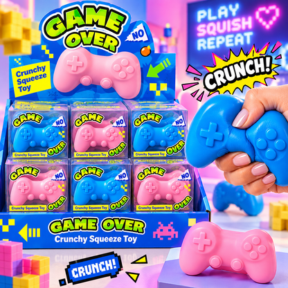 Game Over Crunchy Squeeze Toy — ASMR Game Controller Squishy