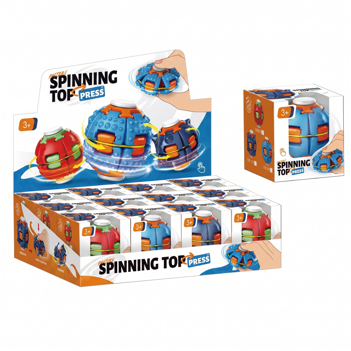 Press & Spin Fidget Sensory Toy, Spinning Ball