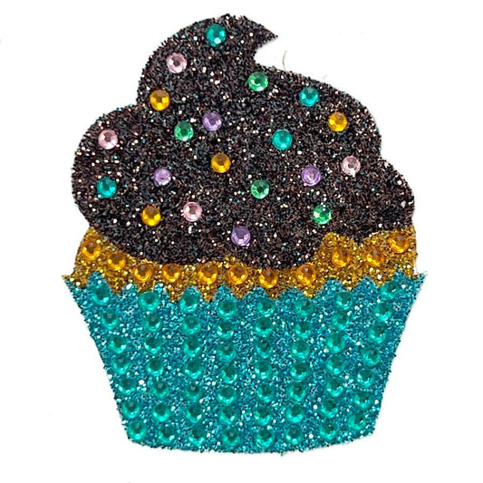 Chocolate Cupcake 2" Rhinestone Sticker