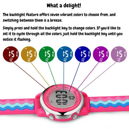 Girls Digital Sports Watch with many features - Pinky Ripple