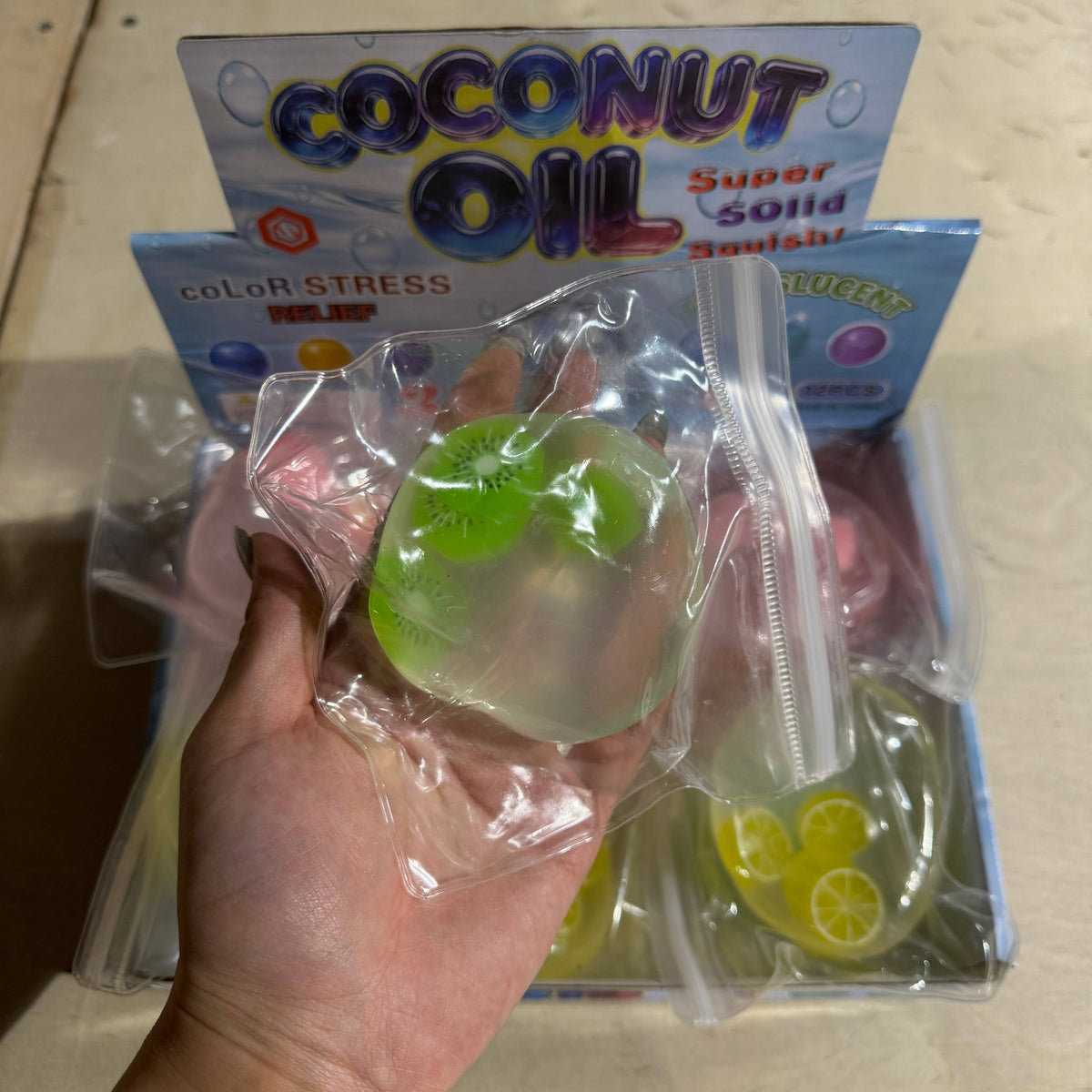 Coconut Oil Vaseline Mixed Fruit Round Ball Toy 12/pk | A216