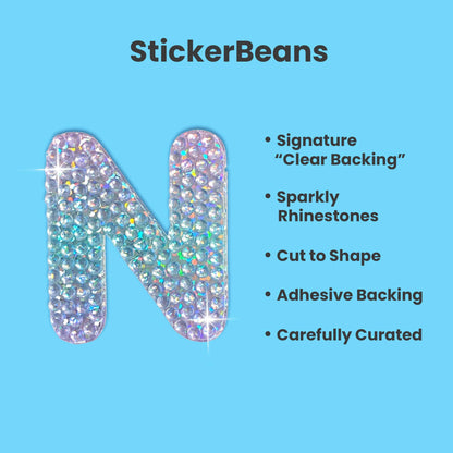 Letter N 2" Rhinestone Sticker