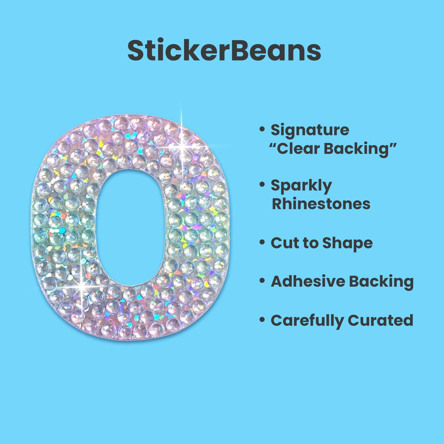 Letter O 2" Rhinestone Sticker