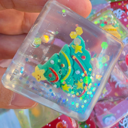 Christmas Glitter Squishy Cube 4-Packs – Display of 12