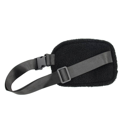Varsity Collection Black Sherpa Fanny Waist Pack Belt Bag
