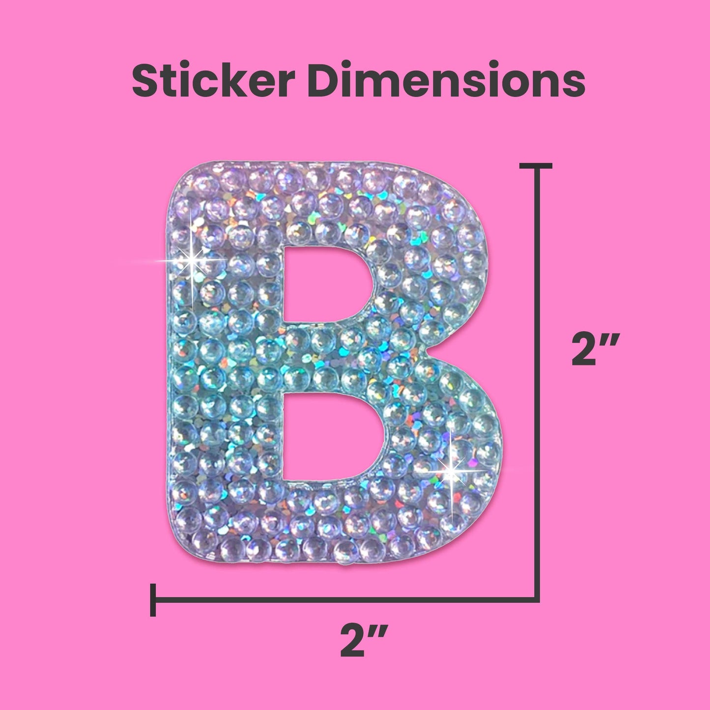 Letter B 2" Rhinestone Sticker
