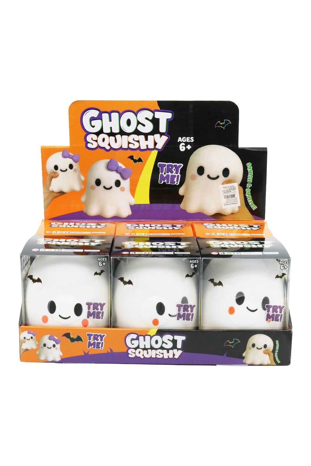JUMBO 6 Inch Halloween Ghost Fluffy Slime Filled Squishy