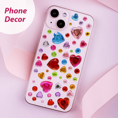 Wrapables 327pcs Acrylic Self Adhesive Crystal Rhinestone Gem Stickers, DIY, Arts & Crafts Supplies (3 sheets), Hearts