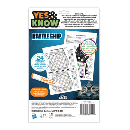 Yes & Know® Invisible Ink Trivia Game Books- Battleship