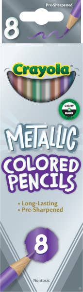 Crayola 8 Count Metallic Colored Pencils, Long