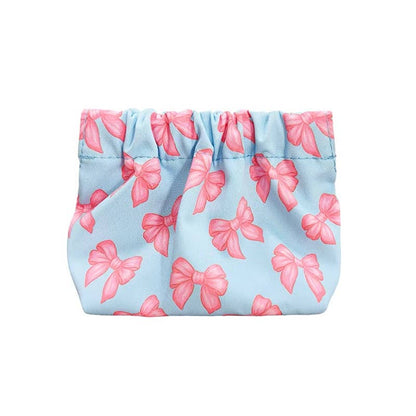 Karma Blue Bow Travel Pinch Pop Pouch Purse Bag Organizer