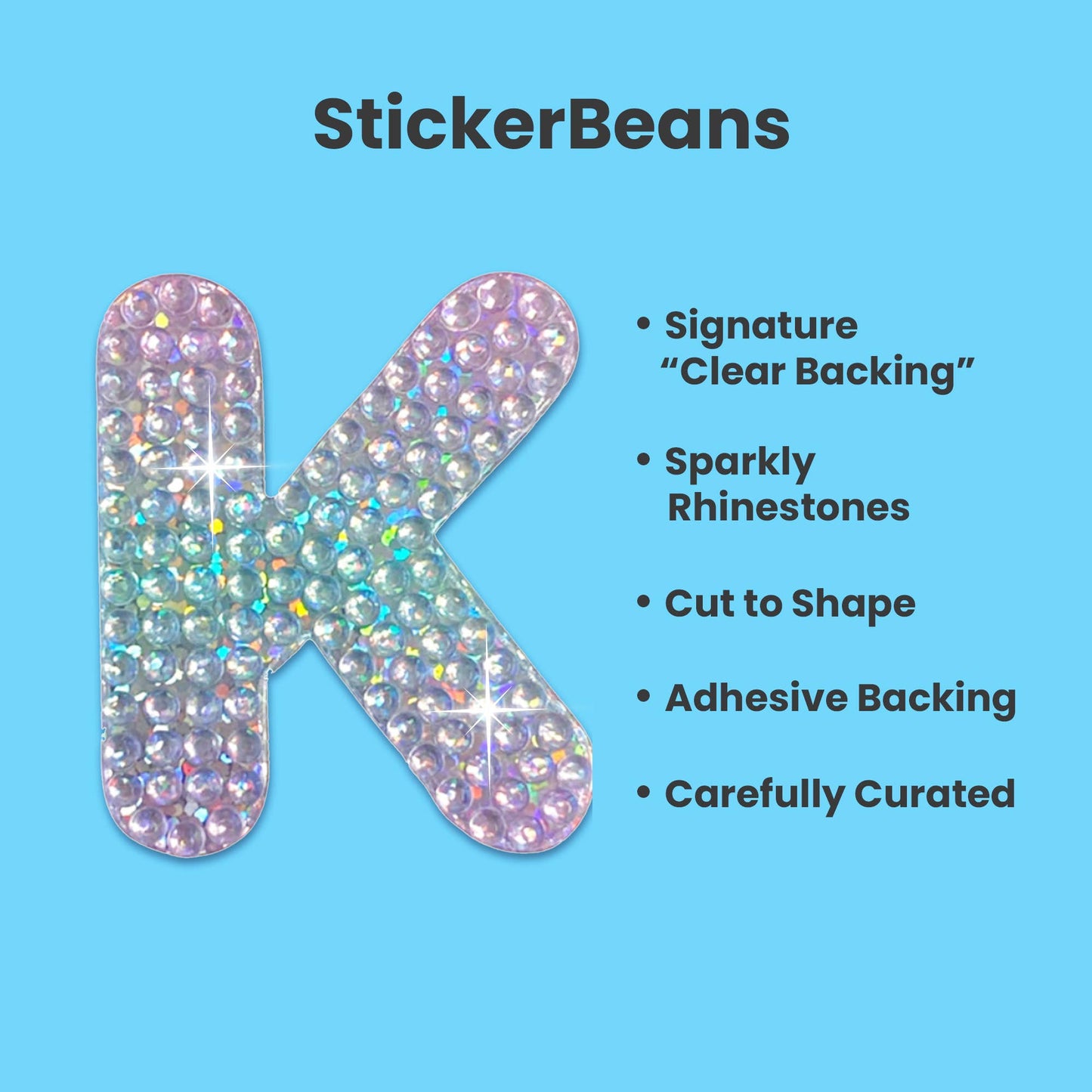 Letter K 2" Rhinestone Sticker
