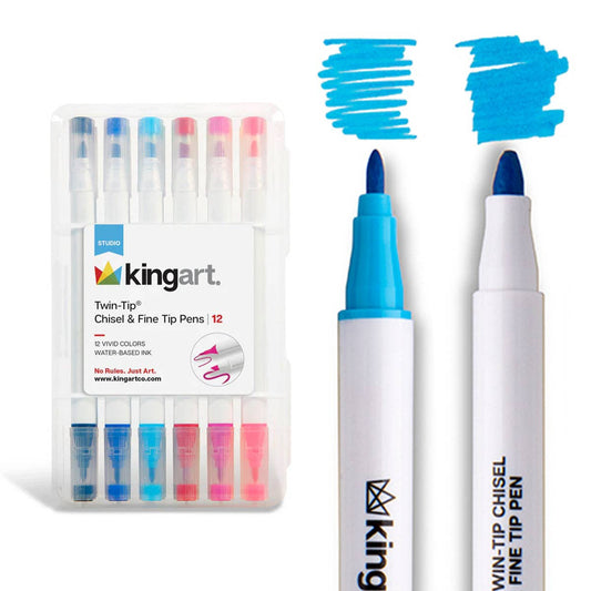 Twin-Tip™ Chisel & Fine Markers - Water-Based Ink - 12 Colors