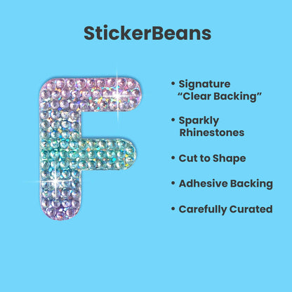 Letter F 2" Rhinestone Sticker