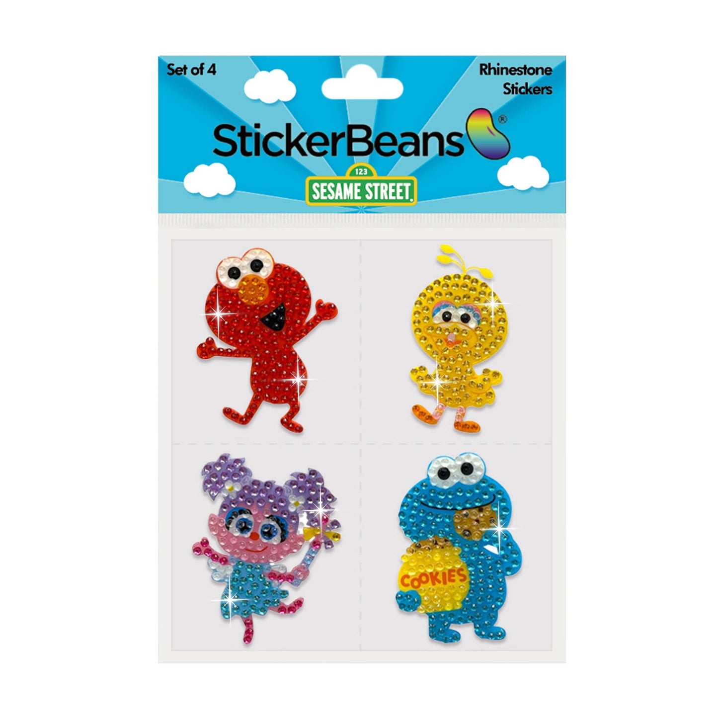 Sesame Street Elmo & Friends Set of 4 2" Rhinestone Stickers