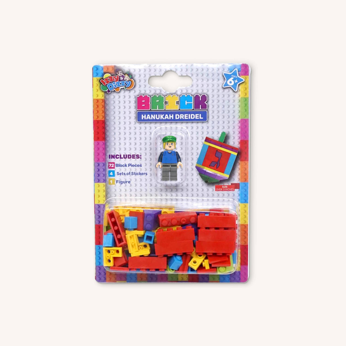 Bricks Dreidel Set W/Minifigure - Multi Color - 72 Pieces