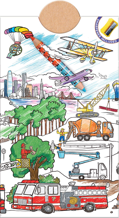 Vehicles 8 Double-Sided Biggie Pencils with Mini Mural